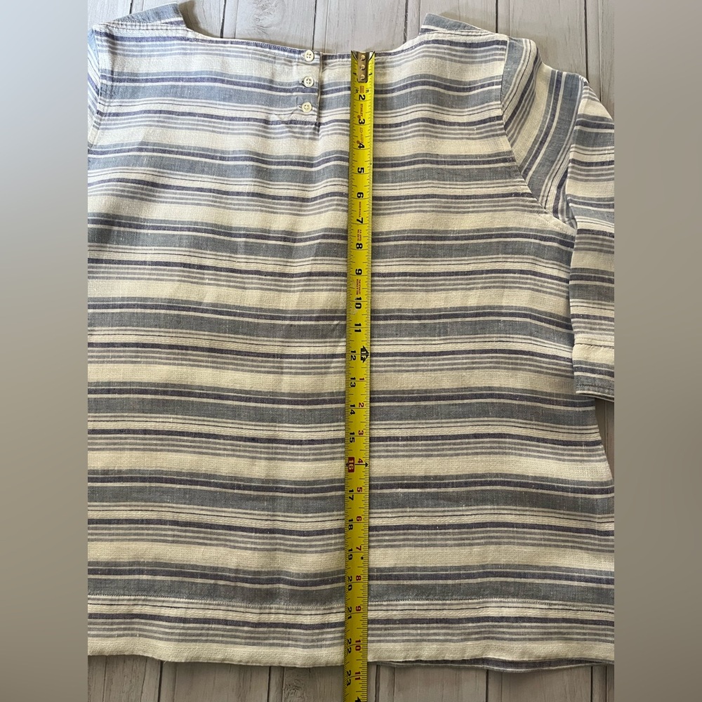 Women’s L.L. Bean 100% linen blue white stripe pullover boatneck tunic. Large P - Picture 13 of 14